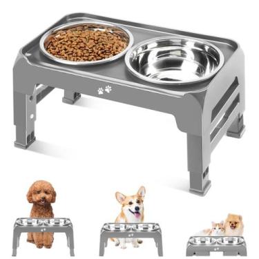 Imagem de Taças elevadas para cães COMESOON 3 ajustáveis em altura para cães peq