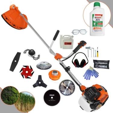 Imagem de Cortador de Grama Completa À Gasolina Terra GR520XP 52cc 2,5HP Alta Performance Com Carretel de Nylon + Kit 7 Opções de Corte + ÓLEO STIHL 2T + EPI