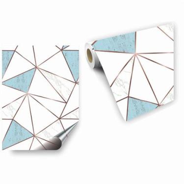 Imagem de Papel de Parede Decorativo Zara Mármore Azul e Rose Gold - Cromo Sign