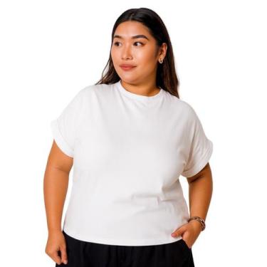 Imagem de Blusa T-shirt Plus Size Feminina Manga Japonesa com Elastano Básica e 