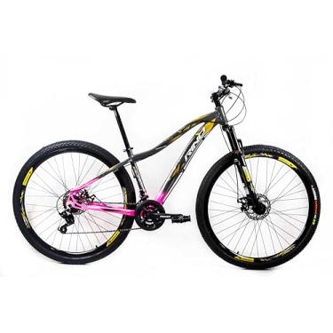 Imagem de Bicicleta Aro 29 Rino Feminino 21v Monalisa Freio A Disco Câmbios Index - Grafite/Rosa 17