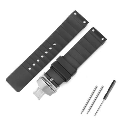 Imagem de CYKLDS Pulseira de relógio de borracha de silicone compatível com relógio Santos, pulseira de silicone de 23 mm para Santos De Cartier 100, Fivela de prata