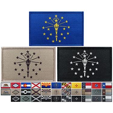 Imagem de JBCD Pacote com 3 remendos da bandeira de Indiana bandeiras dos estados remendo tático emblema da bandeira do orgulho para roupas, chapéu, equipe militar