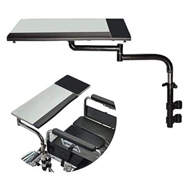 Imagem de Mesa de bandeja de regaço para cadeira de rodas, mesa de sala de jantar para cadeira de rodas, mesa para computador portátil, ajustável para elevar, giratória e dobrável, bandeja de rega portátil para