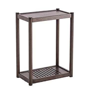 Imagem de Suporte de CPU de madeira maciça, suporte de CPU móvel de 2 níveis, suporte de capa principal para PC de chão com rodízio invisível suporte de torre de PC suporte de CPU (A, pequeno)