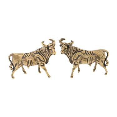 Imagem de Ｂｅｓｇａ 2x Estatueta de touro de latão, figura de vaca, decoração de mesa, ornamento, estatuetas de boi para mesa, estantes, sala de chá, casa