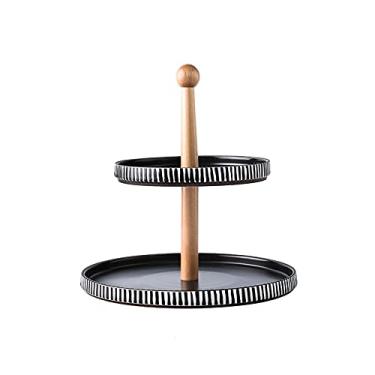 Imagem de Suporte de bolo de cerâmica, mesa dupla de sobremesa, suporte removível para exibição de cupcake, prato de serviço de confeitaria, chá da tarde, decoração de festa de casamento, suportes de sobremesa