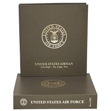 Imagem de Conjunto de fichário e caixa militar dos EUA - Série de livros I Love Me (Força Aérea dos EUA) - Divisores personalizados e protetores de documentos incluídos