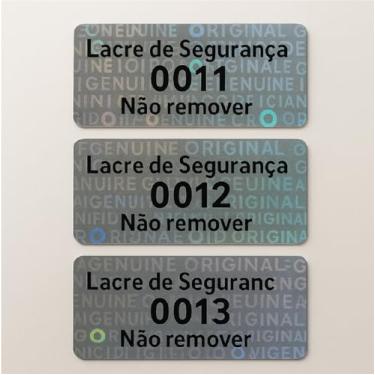 Imagem de 200 Lacres Selo Adesivo Rotulo Holográfico Prata, 1x3cm, Numerados de Segurança Garantia