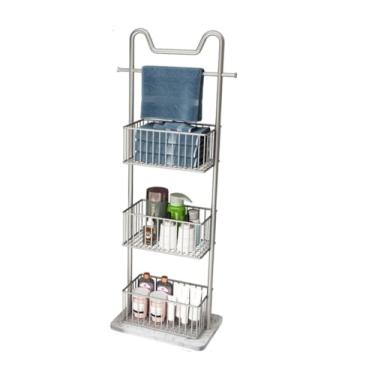 Imagem de Toalheiro, toalheiro Standifreestandimetal toalheiro com base de mármore suporte de toalha nórdico para quarto lavanderia toalheiro escada/3 camadas/prata