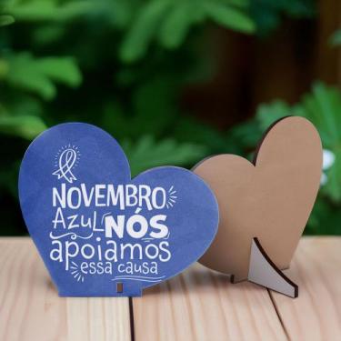 Imagem de Kit 10 Corações MDF Novembro Azul Campanha de Conscientização - R9 Dec