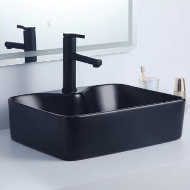 Imagem de Cuba Deend De Cerâmica PrismaNero Para Banheiro 48x37x13cm