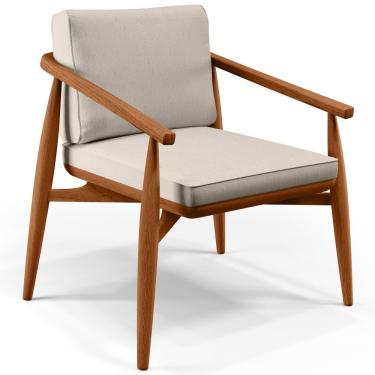 Imagem de Poltrona Decorativa Sala de Estar com Cintas de Corano Lavínia B04 Linho Cru - Lyam Decor