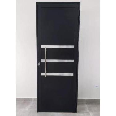 Imagem de Porta Lambril com Puxador e Friso Alumínio Branco ou Preto Linha 25 - 