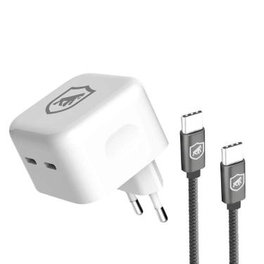 Imagem de Cabo Symetric - Tipo C / Tipo C - 1,5M + Carregador de Parede Turbo Duplo - Gshield