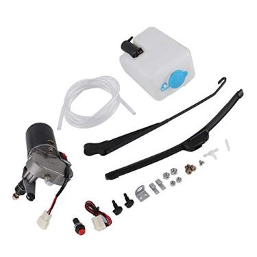 Imagem de Zhjvihx Kit de Motor de Limpador, Kit de Limpador de Pára- Limpeza Silenciosa Inclui Bico de água do Braço Lâmina do Motor, Garrafa de água para UTV ATV para Pára-brisas Planos