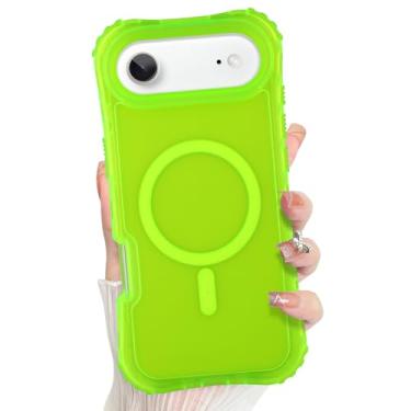 Imagem de Bonoma Capa para iPhone Air, traseira de cristal fosco, suporte magnético para capa MagSafe à prova de choque, proteção de canto para meninas e mulheres - verde