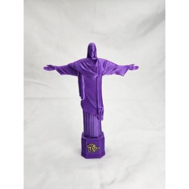 Imagem de Estátua do cristo redentor roxo impressa em 3d souvenir rio de janeiro