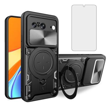 Imagem de Asuwish Capa de telefone para Google Pixel 8 5G Slide Camera Magnetic Cover com protetor de tela de vidro temperado e suporte de anel suporte fino híbrido móvel robusto acessórios para celular Pixel8