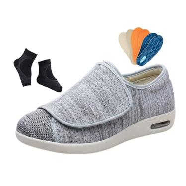 Imagem de Calçado Pés Diabéticos, Calçado Casual Homem Para Edema Diabético Ajustável E Respirável Para Artrite,Edema, Artrite, Fascite Inchaço(Light gray,47 EU)