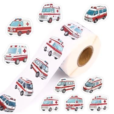 Imagem de 500pcs Adesivos Carro Ambulância, 12 Estilos Veículo Resgate Adesivos Rolo Autoadesivos Ambulância para Crianças Artesanato DIY Lembrancinhas Festa Álbuns Garrafa Água Bagagem Decorações