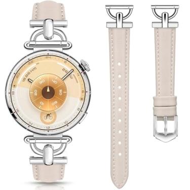 Imagem de DEALELE Pulseiras compatíveis com Huawei Watch GT5 Pro de 42 mm/GT5 de 41 mm/GT4 de 41 mm/Garmin Venu 3S/Forerunner 265S/255S/Fossil Gen 6, pulseira feminina de metal de couro macio de 18 mm