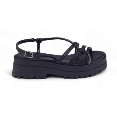 Imagem de Sandália Papete Feminina Ramarim 25-38202 Casual, 37, Preto, Cristal