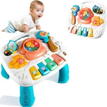 Imagem de Mesa Didática Infantil Interativa com Som e Luz, 6 Funções Educativas, Piano Musical, Relógio e Sons de Animais