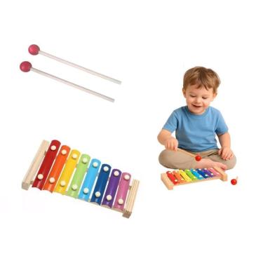 Imagem de Brinquedo Montessori Xilofone Madeira 8 Notas Com 2 Baqueta