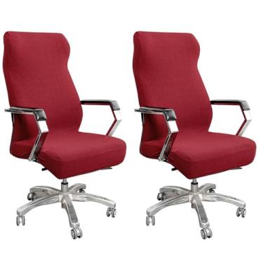 Imagem de Lzyjckh Capa para cadeira de escritório com zíper, pacote com 2 unidades, Capa universal giratória para assento de escritório, Protetor elástico lavável,Red 2 pack