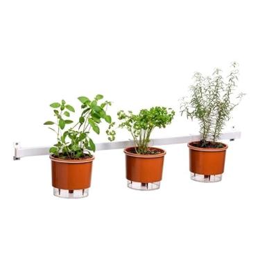 Imagem de Suporte Barra Multiuso de Ferro Branca Raiz Vasos de Parede 100cm Jardim Vertical Varanda Treliça