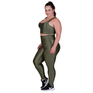 Imagem de Conjunto Fitness Plus Size Top com Bojo Removível e Legging Cintura Alta 3D Feminino Terra e Mar-Feminino