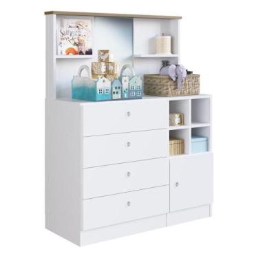 Imagem de Cômoda Infantil 4 Gavetas 1 Porta Multimóveis Cr40102 Branca - MULTIMO