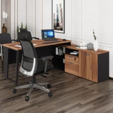 Imagem de Escrivaninha Com Balcão Lateral 170cm 1 Porta 2 Gavetas Multimóveis Cr