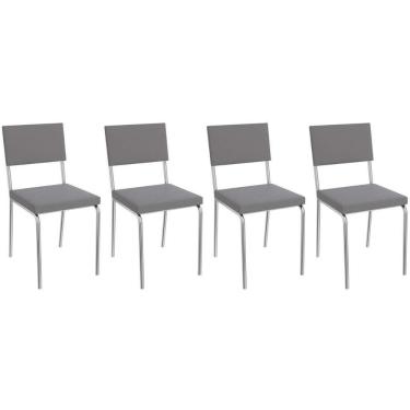 Imagem de Kit 4 Cadeiras De Cozinha Zaria 2c128 4 Un Cromado Cinza A050 Suede Suede