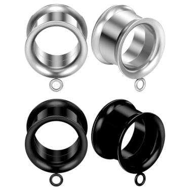 Imagem de Yaalozei Túneis de calibre 8G prata preto alargador para orelha calibre 8 316L aço inoxidável cirúrgico DIY parafuso túneis de orelha calibres alargadores alargadores alargador duplo calibre oco