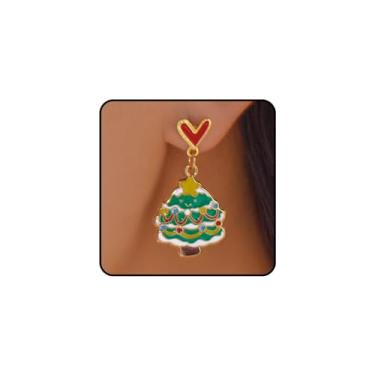 Imagem de Brincos de Natal para mulheres, coração vermelho, gingerbread man, guirlanda, boneco de neve, árvore de Natal, Papai Noel, esmaltado, brincos pendurados, engraçados, brincos de Natal para mulheres