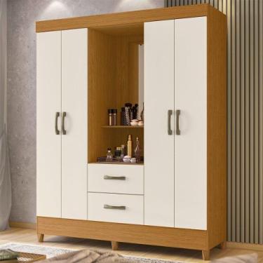 Imagem de Guarda Roupa Solteiro Malibu com 4 Portas e 2 Gavetas com Espelho Móve