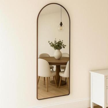 Imagem de Espelho Grande Corpo Inteiro Base Reta Moldura Alumínio Quarto Sala Ha