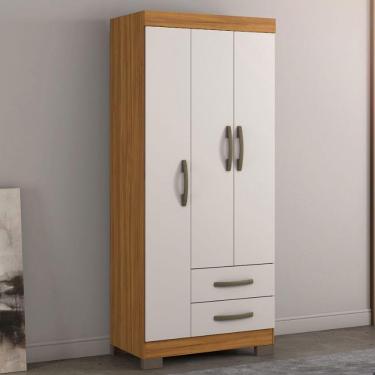 Imagem de Guarda Roupa Solteiro Nt5000 3 Portas E 2 Gavetas Com Pés Notável Freijo Trend Com Off White