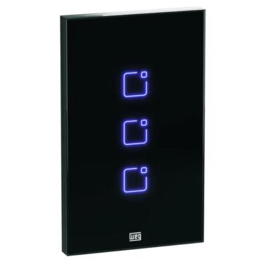 Imagem de Interruptor Touch Inteligente 3 Botoes WI-FI 10A + RF com Placa 4X2 WEG Home Preto