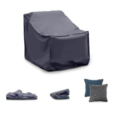 Imagem de Afterglow Capa impermeável para sofá de pátio, capa de sofá ao ar livre com proteção para todos os climas, capas de móveis de pátio com alça de fixação, capa de sofá ao ar livre (cadeira redonda azul