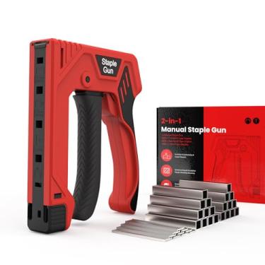 Imagem de Pistola de grampo manual com 3000 grampos, grampeador de estofamento ULEEY, grampeador manual de 15 x 11 cm para madeira, tecido, artesanato, móveis, compatível com grampos tipo D e tipo T para