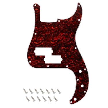 Imagem de Banworks Precision Bass Pickguard 4 Ply 13-Hole P Bass PB Scratch Plate para USA/Mexican Modern Style Fender Precision Bass JT/HB-10 Vermelho Carapaça de Tartaruga