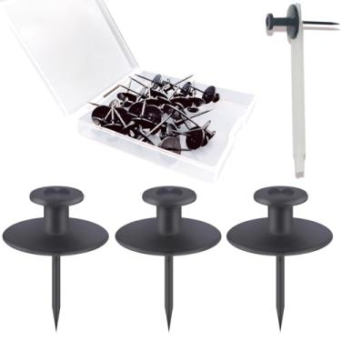 Imagem de 30 peças de ganchos para pendurar fotos, pregos de cabeça dupla para pendurar na parede, pequenos ganchos decorativos para quadro de cortiça de gesso, decoração de fotos de escritório em casa (preto)