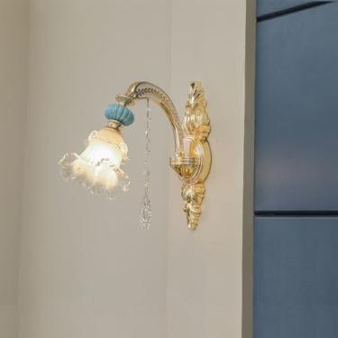 Imagem de Luminária de parede contemporânea de cristal para interiores, estilo europeu, luxuosa, com LED, para decoração de sala de estar, quarto, escritório, quarto modelo, hotel, casa de campo, corr