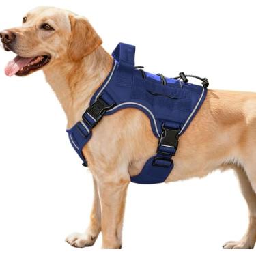 Imagem de Peitoral tático resistente para cães grandes, colete refletivo ajustável sem puxão com sistema Molle, controle de nível militar K9 para treinamento de serviço, atividades ao ar livre e mais de 10