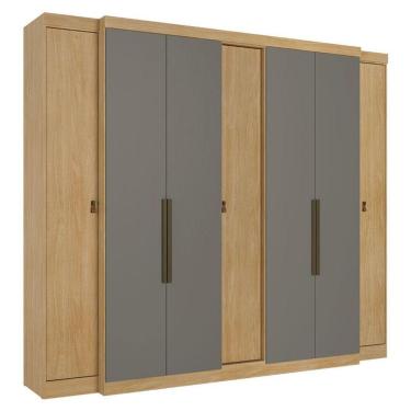Imagem de Guarda Roupa Casal Supremo 7 Portas Nogal Gris Acetinado - Thb