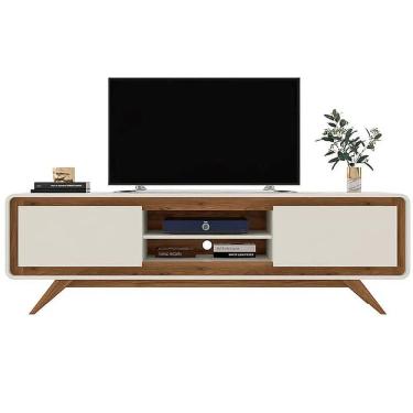 Imagem de Rack Para Tv Até 50 Polegadas 2 Portas Channel Nature E Off White 150cm