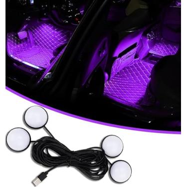 Imagem de Luzes LED para interior de carro, acessórios de carro, kit de luz neon ambiente automotivo com porta USB, presentes para homens e mulheres, luzes decorativas 4 em 1 para carro, jardim, casa, festa